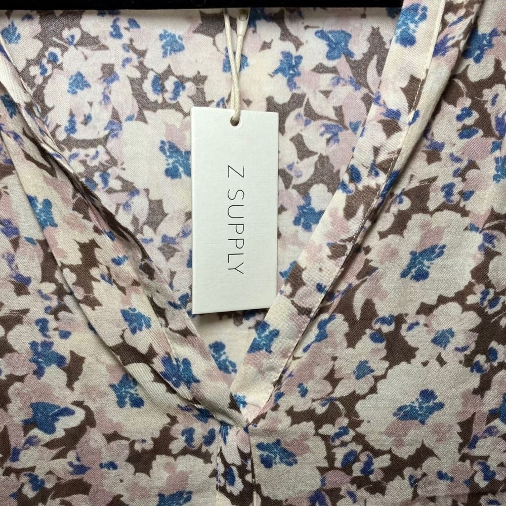 NWT Z Supply XL Floral V-Neck Button Up Long Sleeve Blouse, Retail $79 - Picture 4 of 12
